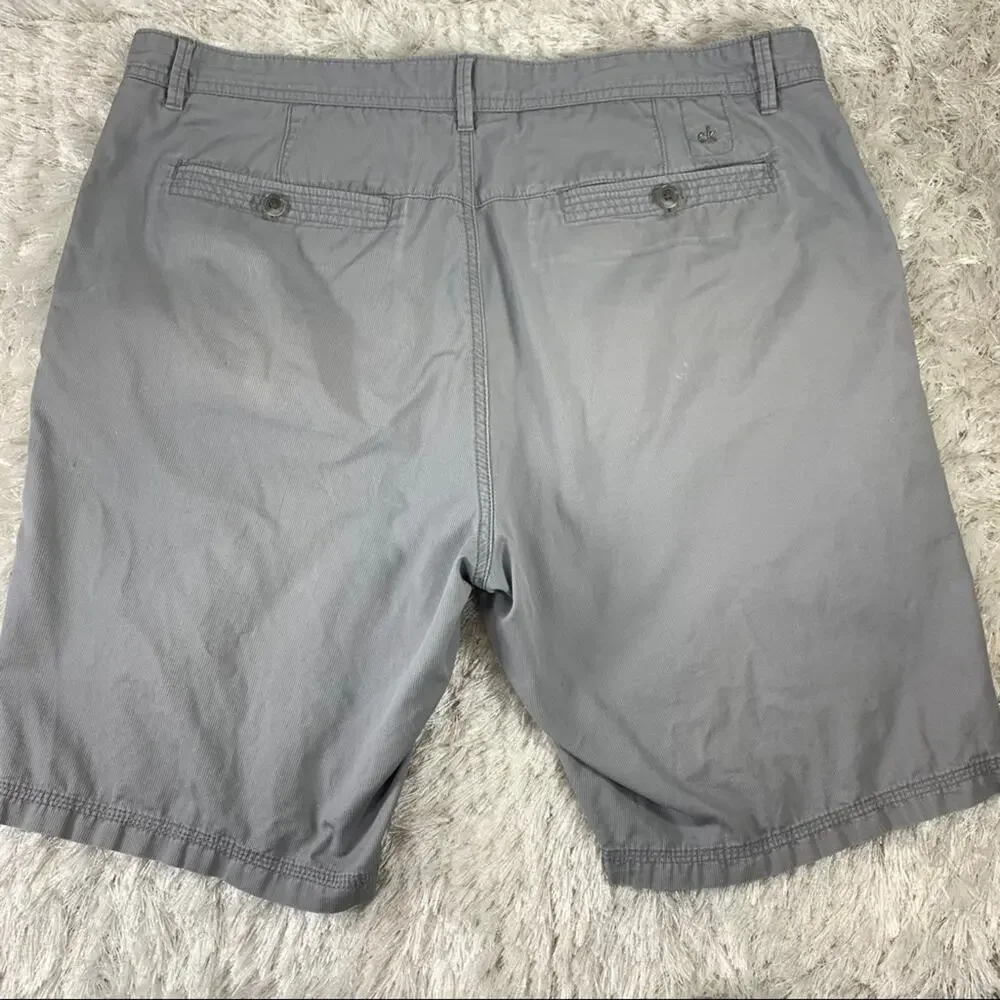 Calvin Klein Grey Cotton Flat Front Shorts  Sz 36